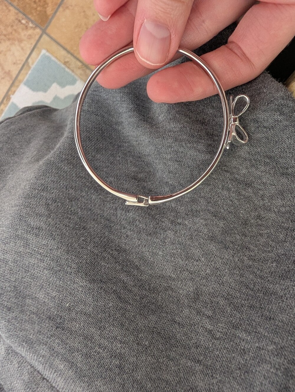 Kate Spade New York-Silver Bow Accent Bangle Bracelet - Women's Jewelry